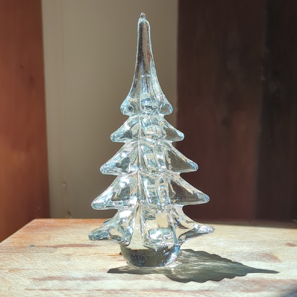 6in Cut Glass Vintage Christmas Pine Tree Decoration